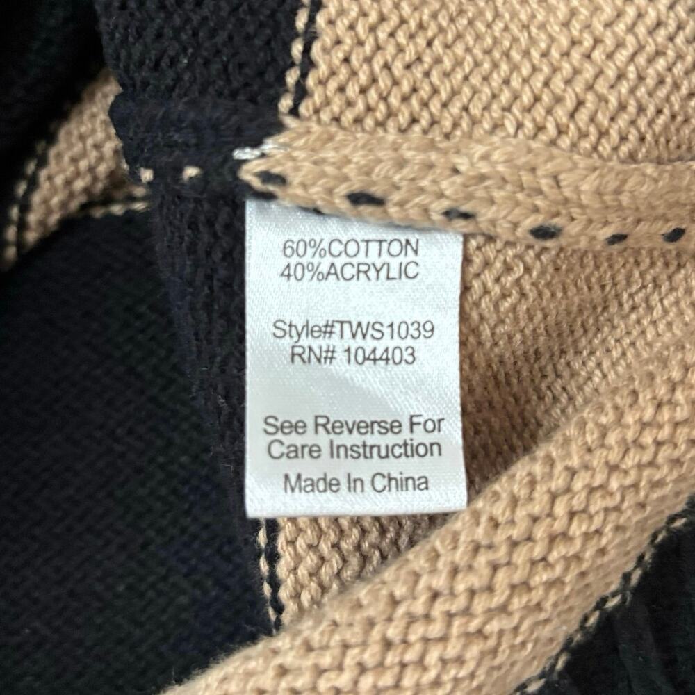 Studio by The Workshop Camel Stripe Polo Sweater Rugby Knit Top S - Picture 7 of 7